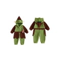 thumbnail image 2 of RUINIXCW Kids Christmas Elf Costume Toddler Baby Boy Girl Fairy Tale Halloween Costume Fall Winter Snowsuit Fleece Jumpsuit Long Sleeve Hooded Romper, 2 of 10