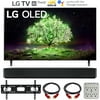 LG OLED77A1PUA 77 Inch A1 Series 4K HDR Smart TV w/ AI ThinQ (2021) Bundle with LG SK1 2.0-Channel Compact Sound Bar with Bluetooth, 37-100 inch TV Wall Mount Bracket Bundle and 6-Outlet Surge Adapte