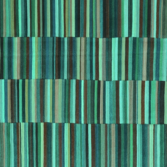 Ahgly Company Machine Washable Indoor Square Southwestern Turquoise Blue Country Area Rugs, 6' Square