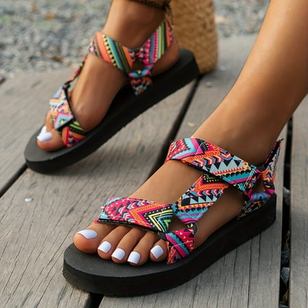 

Colorful Block Design Comfort Sandals - Non-Slip Durable Sole - Thick Cushioned Support - Perfect for Beach and Everyday Wear