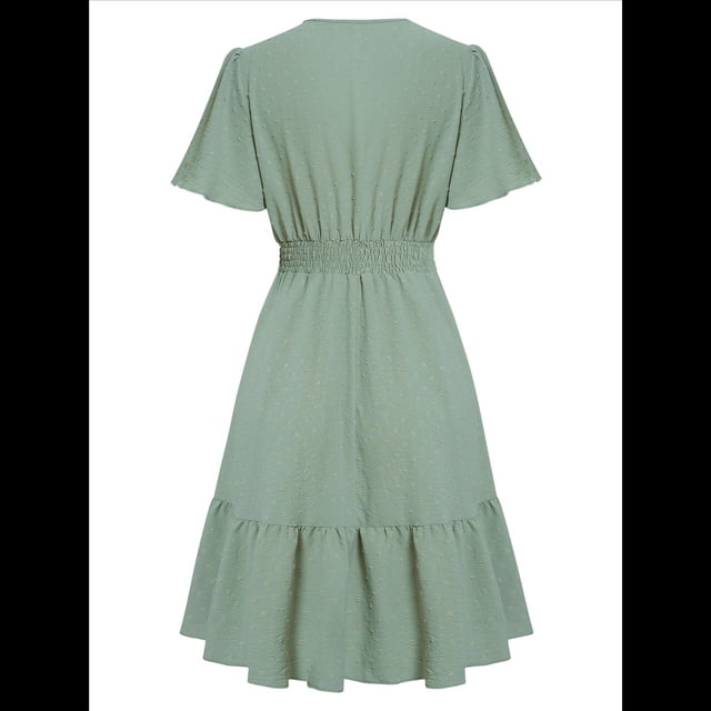 Vestido Corte A Escote en V Verde L