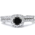thumbnail image 3 of Pompeii 7/8ct Cushion Halo Black Diamond Engagement Ring Set 14K White Gold (G/H,I1-I2), 3 of 3