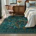 thumbnail image 2 of Moynesa 5'x7' Area Rugs for Living Room, Teal Botanical Floral Washable Rugs for Bedroom Non-Slip Soft Modern Natural Rugs for Dining Room, Stain Resistant Accent Carpet for Dorm Apartment, 2 of 7