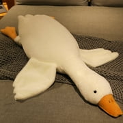 YTYS 90cm Giant Duck Plush Toys Fluffy Sleep Pillow Cute Animal Stuffed Swan Goose Soft Dolls Floor Mat Kids Girls Birthday Gift white