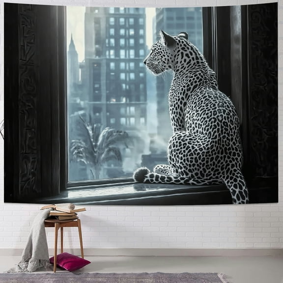 Patifu Leopard City Tapestry Wall Hanging Unique Style Graphic Tapestries Home Wall Decor Art for Living Room Bedroom Apartment Farmhouse Dorm 40x30inch
