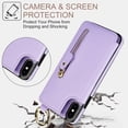 thumbnail image 3 of Allytech Wallet Case for iPhone XR, Card Holder & Zipper Pocket, Finger Grip Ring, Screen & Camera Protection, Luxury PU Leather Kickstand Double Buttons Flip Shockproof Case - Purple, 3 of 7