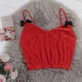thumbnail image 2 of LYXSSBYX Womens Pajama Sets Shorts Women V-Neck Velvet Sexy Stain Pajamas Bowknot Tops, 2 of 4