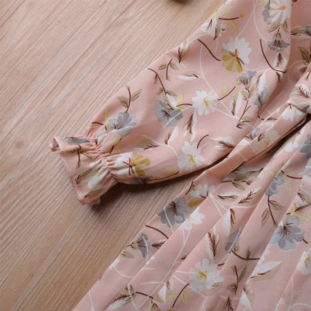 

PEASKJP Casual Dresses for Girls Children Girls Pleated Short Sleeve Floral Floral Flowy Round Neckline Dress Fit Flare Floral Loose Maxi Dresses Pink 3-4 Years