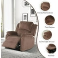 thumbnail image 3 of Classic Recliner Manual Chair with Soft Padded Headrest and Armrest, Overstuffed Recliner Single Sofa Chair for Living Room, Bedroom, Brown, 3 of 7