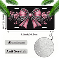 thumbnail image 2 of 1 Pcs 2D Flat License Plate Covers & Frames, Pink Bow with Flowers For Decorative Front, Waterproof For Decoration Aluminum License Plate Covers & Frames Cover For Men Women, 12" X 6", 2 of 7