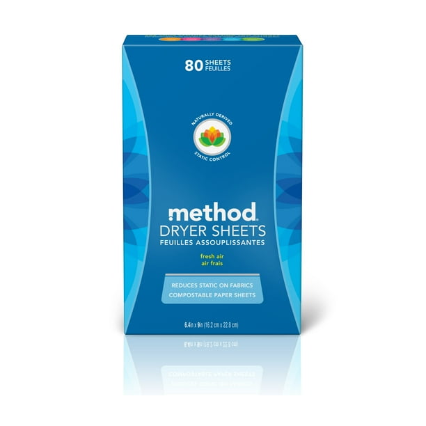 Method Dryer Sheets, Fresh Air, 80 Sheets