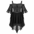 thumbnail image 2 of Gaexia Girls Gothic Vampire Halloween Dress, Black High-Low Chiffon Dress-Up Outfit for Kids, Lightweight Chiffon, for Halloween Trick-or-Treat, 2 of 5