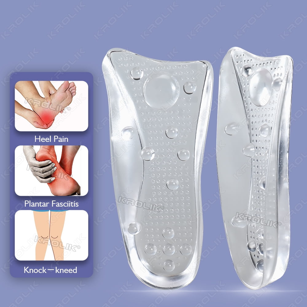 1Pair Silicone Gel Massage Insole Women High Heel Shoes Flat Foot Arch Support Pads Shoe Inserts Transparent Massage Insole