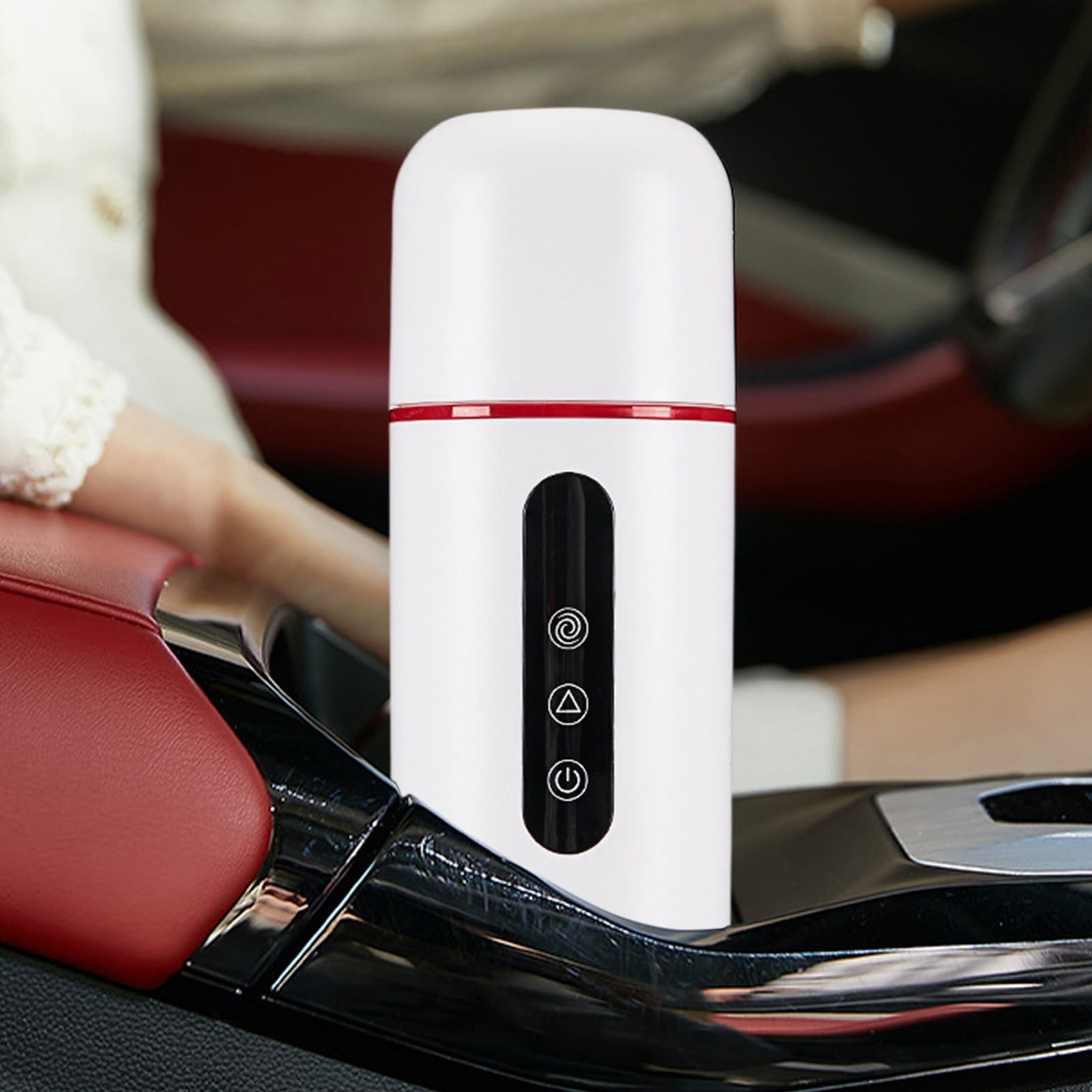 Portable Car Heating Mixing Cup, Ceramic Liner Travel Electric Kettle, Car Heated Mug, Hot Water Boiler with Built-in Magnetic Induction Stirring for Tea Coffee Milk