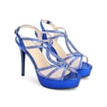 thumbnail image 3 of BLISSFUL STEP Rhinestone Slingback Strap Platform Stiletto Heel Sandals for Women Blue (Size 9), 3 of 7