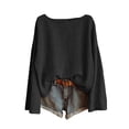 thumbnail image 6 of IUYRTFE Women's Cotton Linen Long Sleeve T-Shirt Round Neck Loose Fit Casual Summer Beach Top, 6 of 9