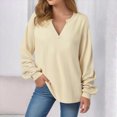 thumbnail image 2 of Kaprioy Sweatshirt for women Side Split Fall Fashion 2026 Long Sleeve Shirts Trending Women Casual Crew Neck Sweatshirt Knit Loose Soft Long Sleeve Pullover Sweatshirts, 2 of 6