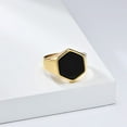 thumbnail image 2 of PAURO Men's Stainless Steel Minimalist Hexagonal Black Stone Statement Ring Gold Size 13, 2 of 4