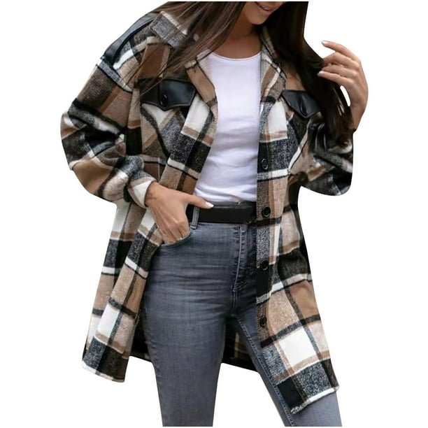 Plus size shop plaid coat