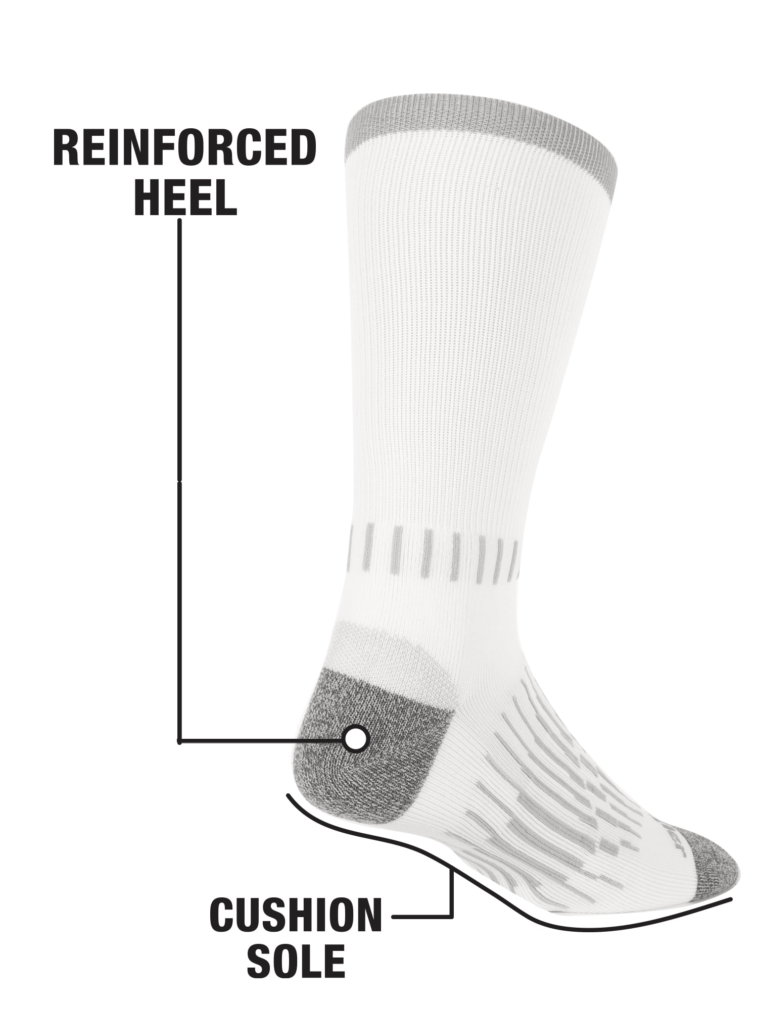 Wrangler Men's Ultimate Durable Work Socks, Crew Socks for Men, White, 6 Pack