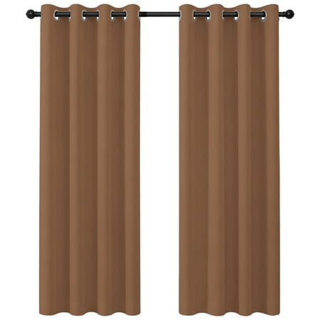 Chocolate Brown Blackout Curtains 63 Inches Long Brown Solid Background Autumnal Rustic Country Thermal Insulated Room Darkening Drapes with Grommets for Living Room 42 W x 63 L 2 Panels
