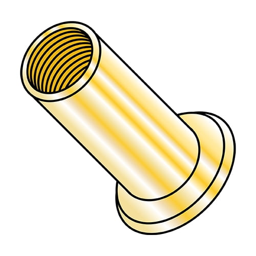 M8X1.25X5.00 Metric Flat Head Round Open-End Rivet Nut Steel Zinc Yellow Dichromate (Pack Qty 1,000) BC-XS-M85.00Y
