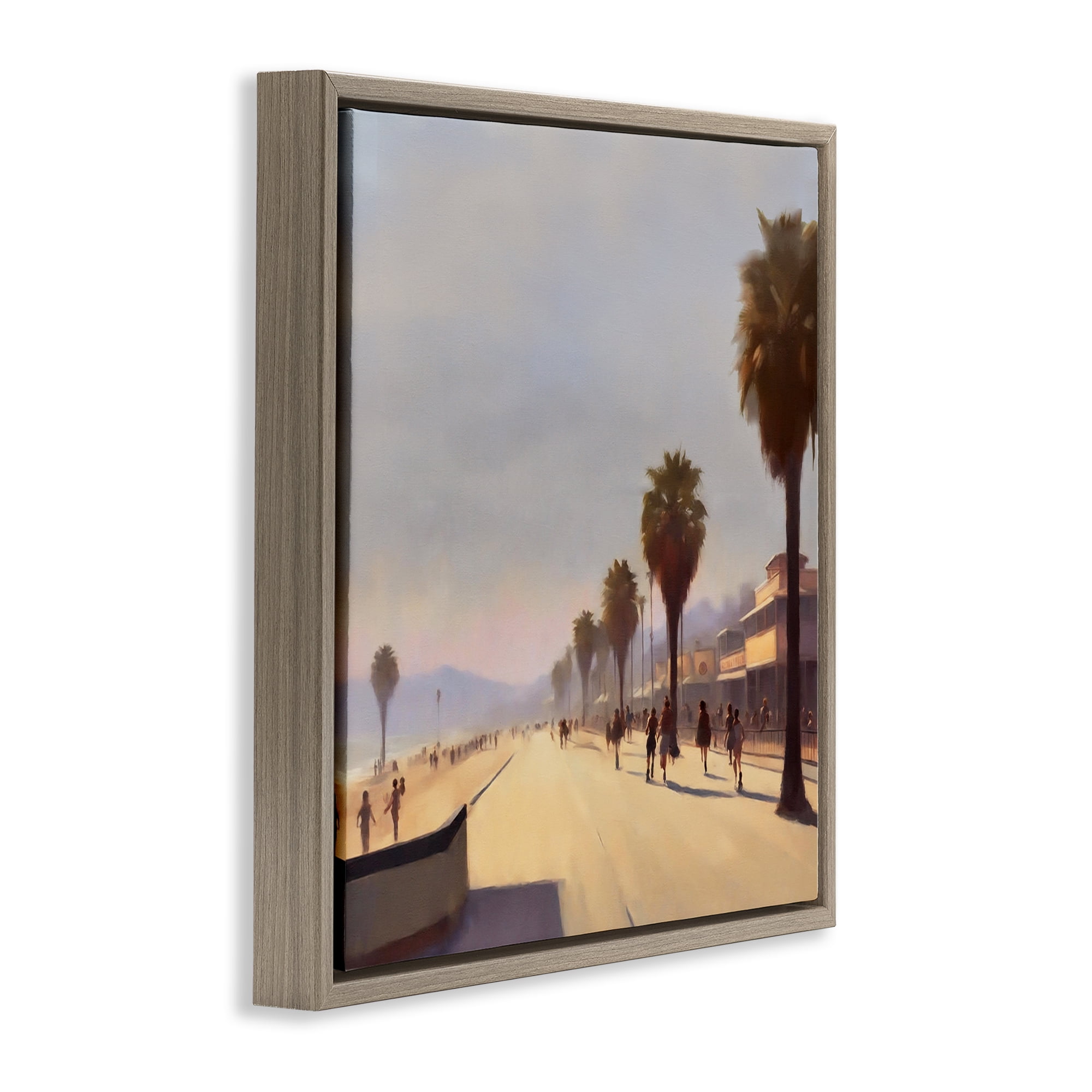 Stupell Industries Palm Tree Boulevard Landscape & Nature Painting Brown Floater Framed Canvas Art Print Wall Art, 25 x 25