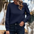 thumbnail image 2 of Besolor Womens Fall Tunic Tops Round Neck Long Sleeve Basic Shirt Casual Loose Solid Color Pullover Blouse, 2 of 9