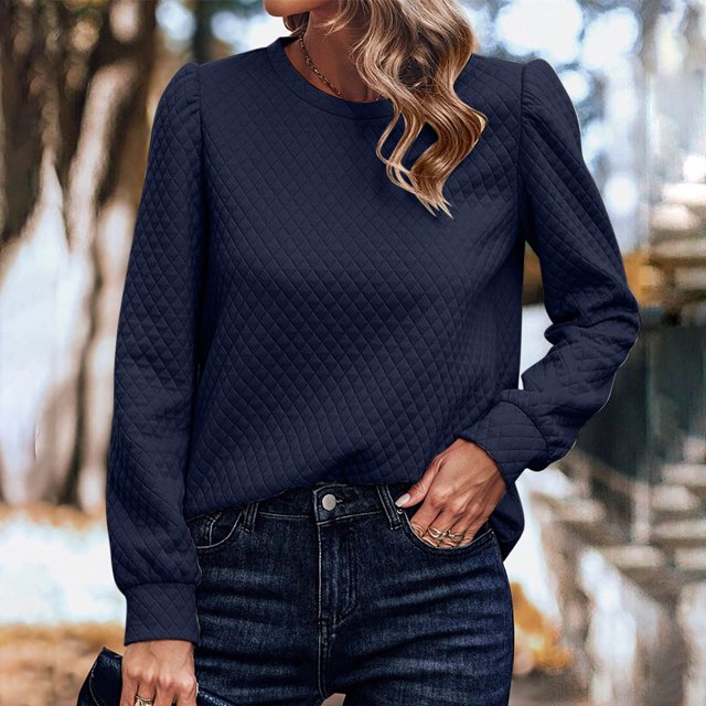 Qiopertar Hauts à Manches Longues Col Rond Mode Décontractée Automne Hiver pour Femmes en Solde Livraison Gratuite à Moins de 5$ jusqu'à 90 % de Réduction