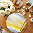 thumbnail image 2 of Yellow Grey Round 15 Inch Placemats Set of 8, Vintage Farmhouse Abstract Oil Painting HeatResistant Non Slip Place Mats for Dining Table, Wipeable Braided Kitchen Table Mats for Housewarming, 2 of 9