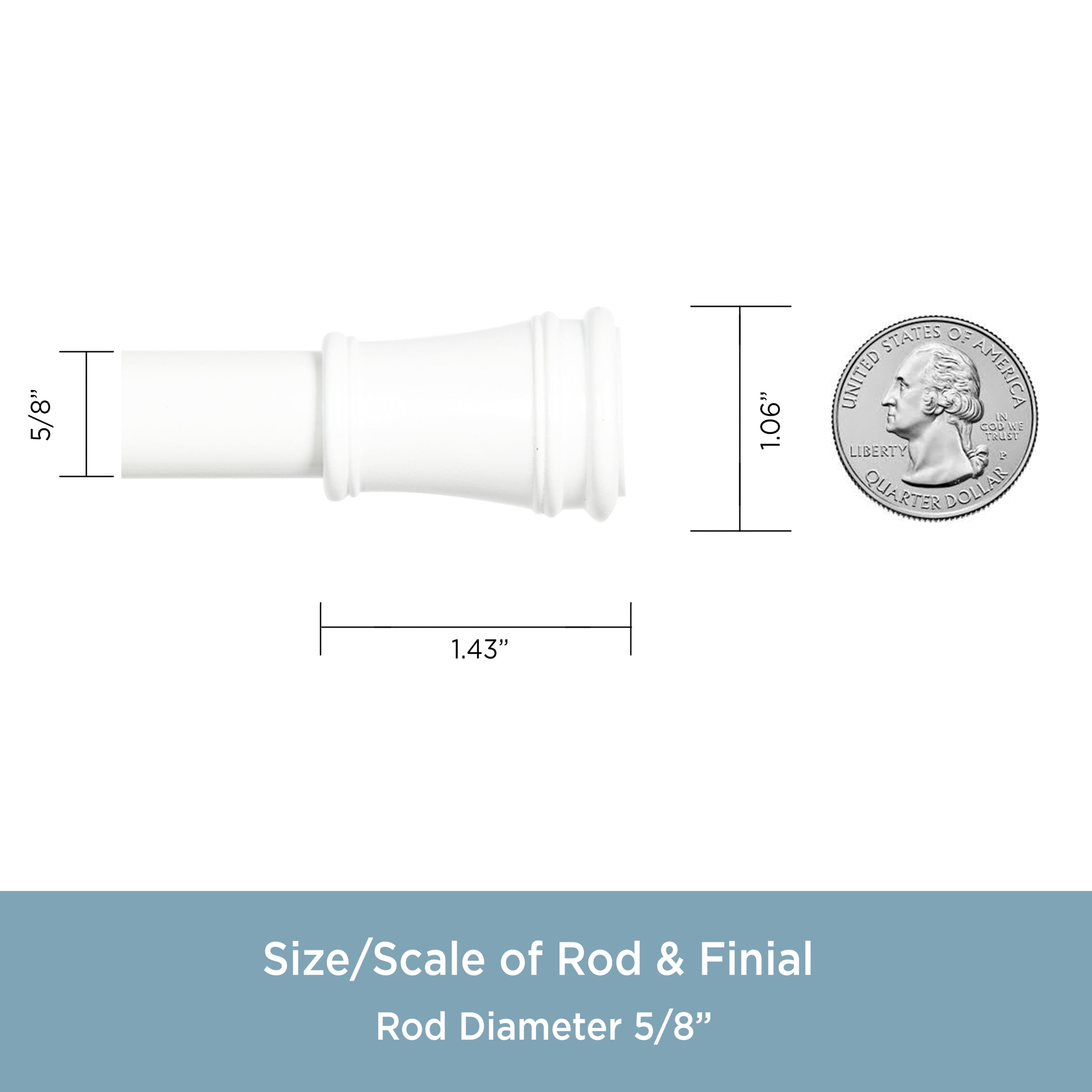 Kenney® Rogers 5/8" Twist & Fit No Tools Adjustable Tension Window Curtain Rod, 28-48", White