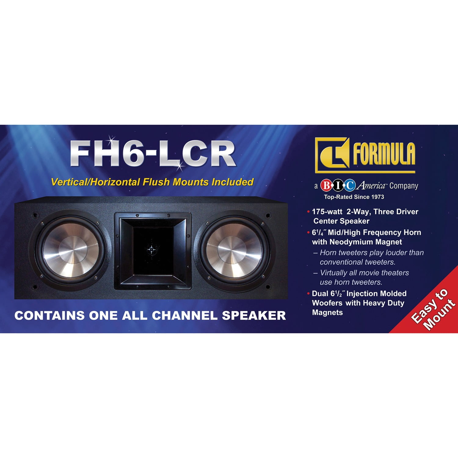 BIC America FH6-LCR Formula Series FH6-LCR Dual 6-1/2-inch 175-watt 2-way LCR All-channel Speaker