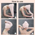 thumbnail image 3 of Soft Coral Velvet Mujeres Instantánea Secado Sombrero Microfibra Super Húmeda Rizado Color Pelo Envolver Cute Cap Loop Turban Toalla Baño Rosa Luz Gris AweSitey HA010397-03, 3 of 6