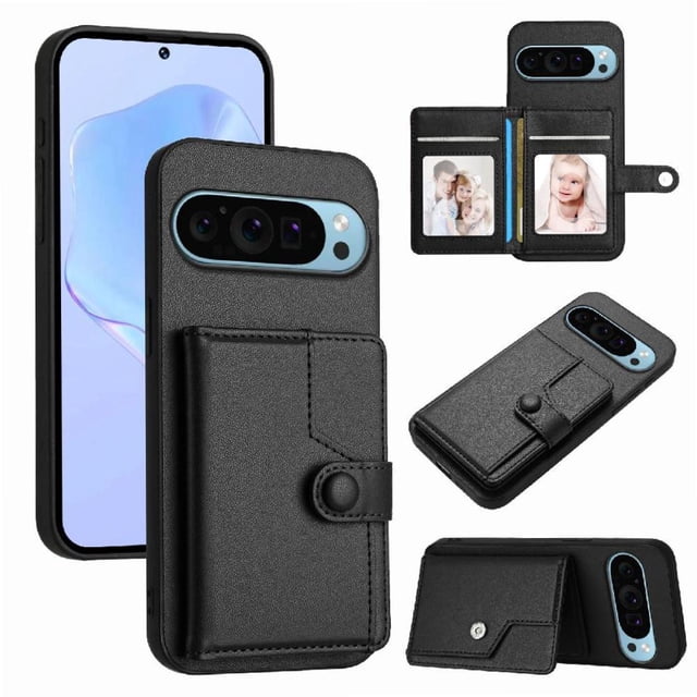 FOXDOCK Case for Google PIXEL 9 RFID-Blocking Card Holder - Stylish Button Closure Design
