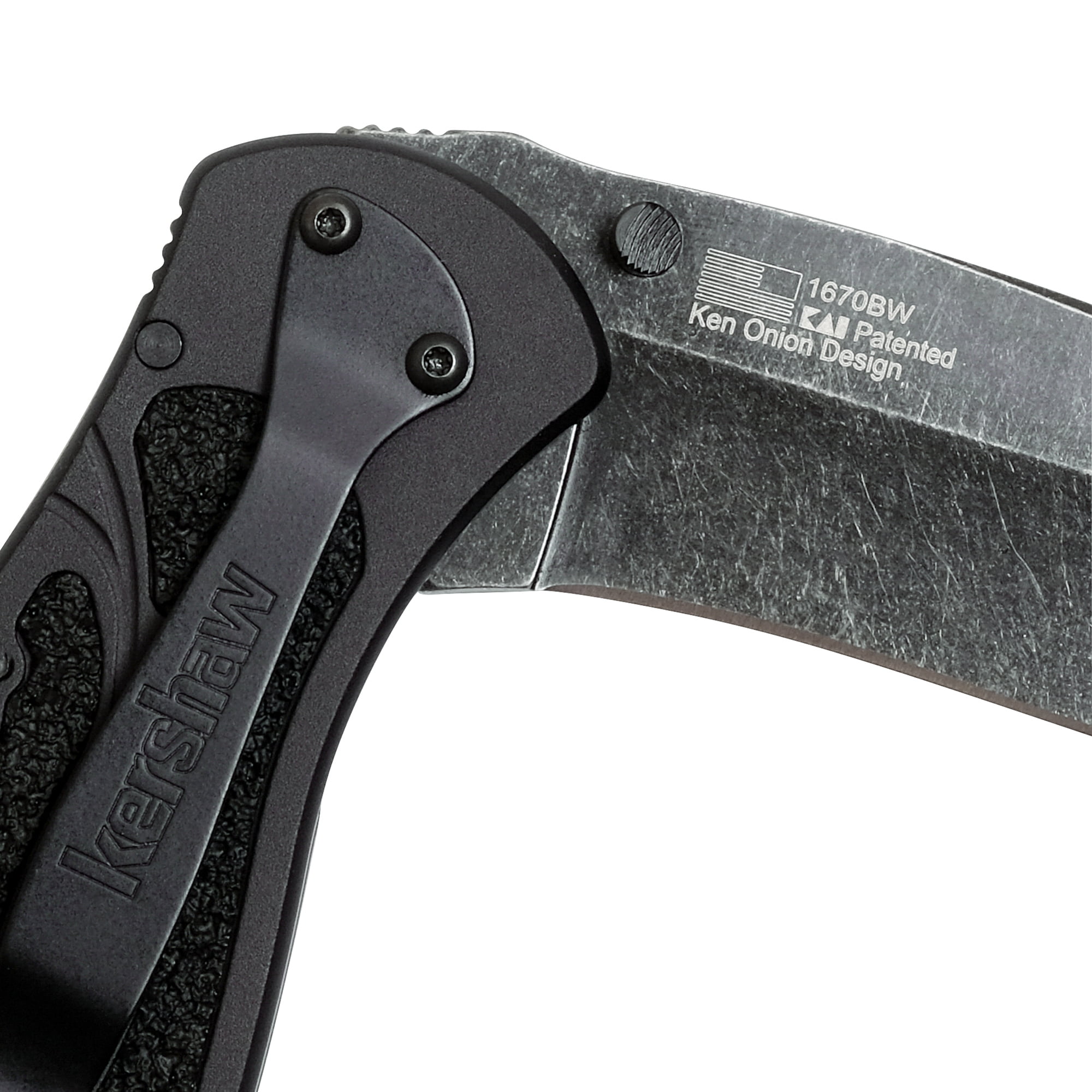 Kershaw Blur Blackwash Folding Knife (1670BW); 3.4” BlackWash 14C28N Steel Blade; Black Anodized Aluminum Handle with Black Textured Trac-Tec Inserts, SpeedSafe Opening, Reversible Pocketclip; 3.9 OZ