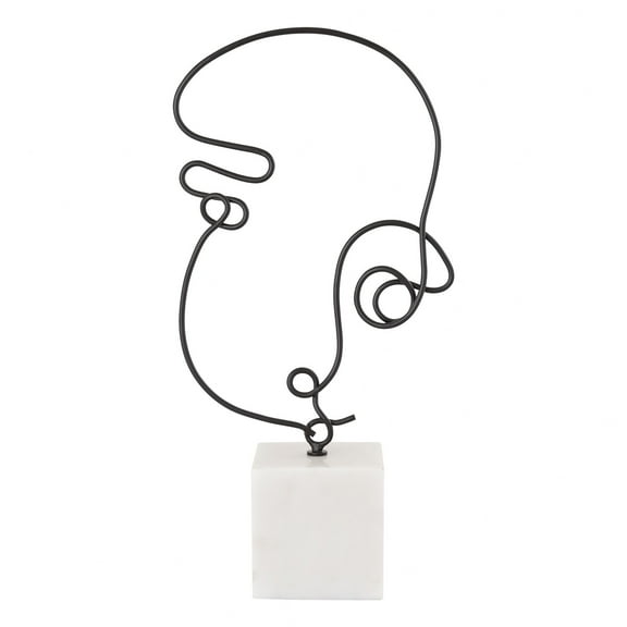 Elk Home Line Drawing 11.5" Modern Wrought Iron Drawing Sculpture in Black