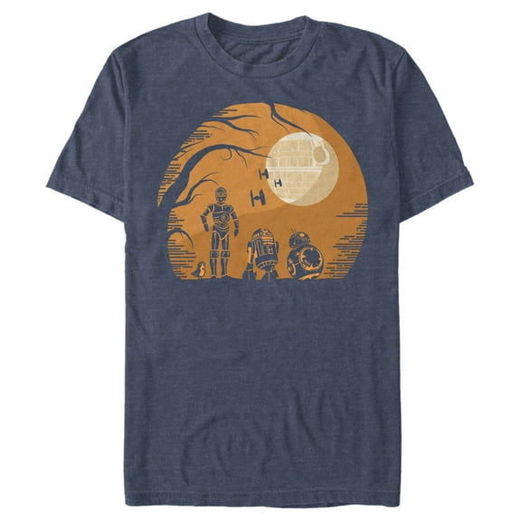 Men's Star Wars: The Last Jedi Halloween Droids Haunting Graphic Tee Navy Blue Heather X Large