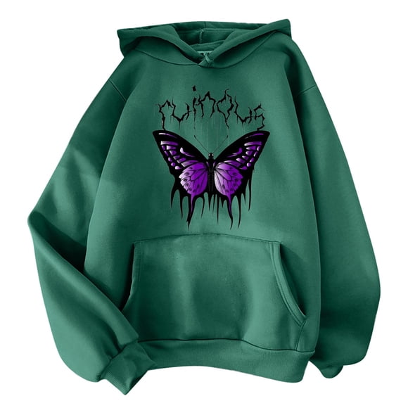 Women's Hoodies & Sweatshirts Women'S Print Long Sleeved Sweatshirt Blouse Pullover Solid Color Hooded, Women's Hoodies & Sweatshirts XL