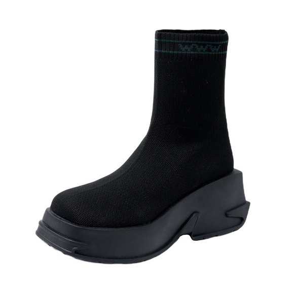 hzomhy Womens Ankle Boots Round Toe Thick Sole Stretch Shaft Pull On for Outdoor Walking Daily Commute Casual Outings and Fall Winter Wear