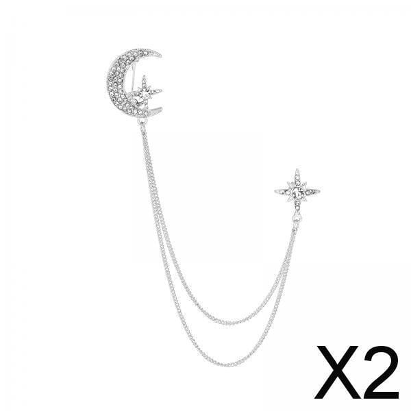 2x Broche con Cadena Y Borlas para Hombre, Pin de Solapa para Hombre, Cadenas Colgantes, Broches de Cuello, Accesorios de Cuello, Broche para Adorno, 2 piezas