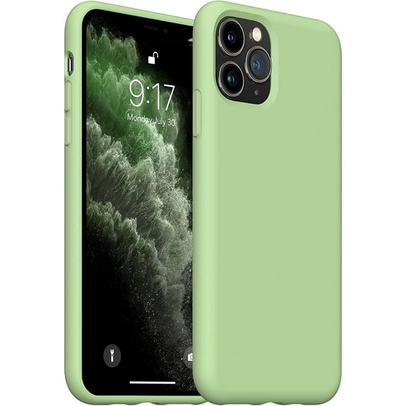 iPhone 11 Pro Max Case, Slim Liquid Silicone Case Compatible with iPhone 11 Pro Max 6.5 Inch, Full Body Microfiber Lining Protective Case (Matcha Green)