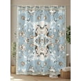 thumbnail image 4 of Fsddascl Boho Ethnic Shower Curtain Set - 54" x 78" Washable Bathtub Curtain with 12 Hooks, Blue Farmhouse Abstract Geometric Motifs Waterproof Fabric Stall Shower Curtains for Bathroom/Bathtub, 4 of 6