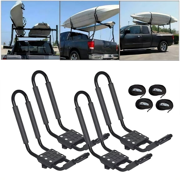 2 Pairs Kayak Roof Rack Carrier Boat Ski Surf Roof Mount Car Cross J-Bar Rack