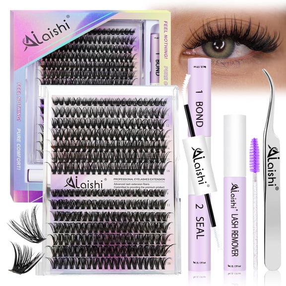 Lash Clusters Kit, DIY Cluster Eyelash Extensions 9‑16mm, 40D 50D, 280pcs Fluffy D Curl Natural Lashes with Bond & Seal,Remover,Tweezers,Brush