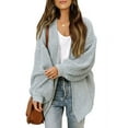 thumbnail image 1 of Fashnice Women Cardigan Sweater Open Front Cardigans Long Sleeve Coat Loose Work Sweaters Light Gray L, 1 of 4