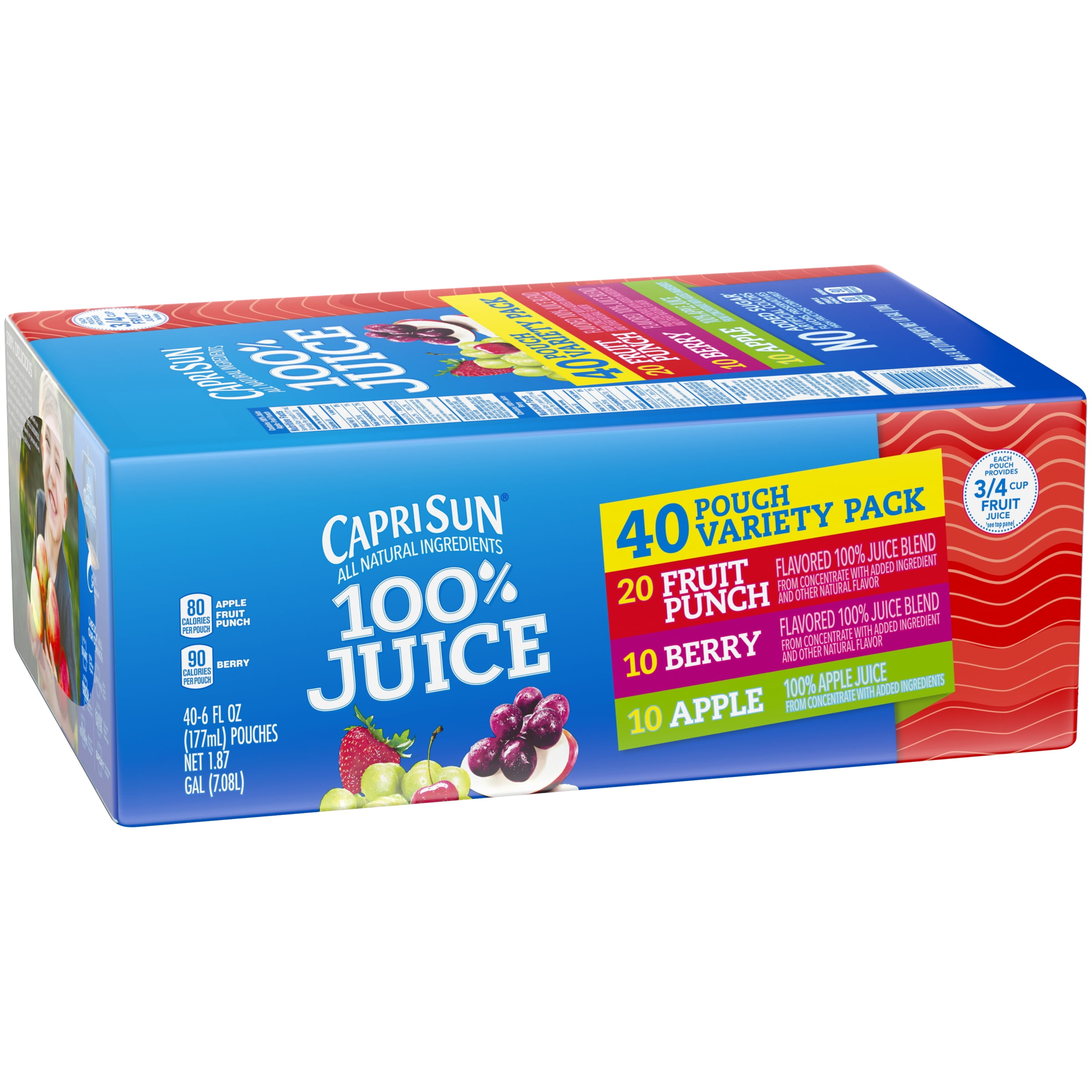 Capri Sun 100 Juice Variety Pack, 40 ct 6 fl oz Pouches