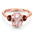 thumbnail image 3 of Gem Stone King 3.06 Ct Oval Peach Nano Morganite Red Garnet 18K Rose Gold Plated Silver Ring (Size 5), 3 of 6