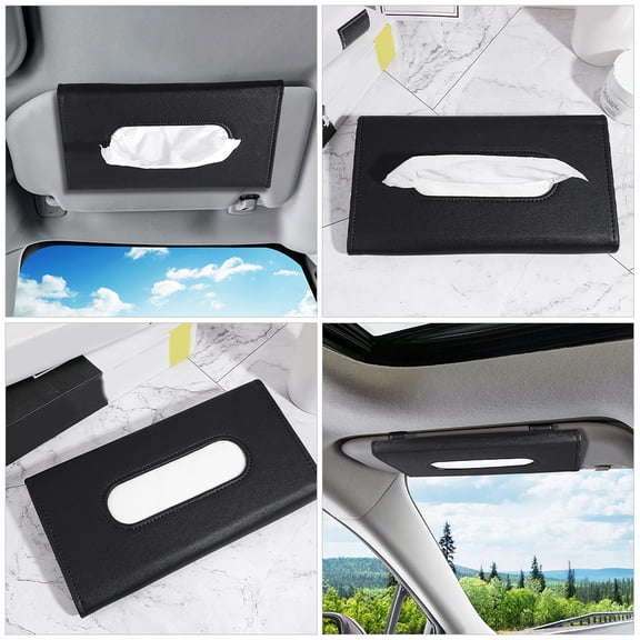 Homoyoyo 2Pcs Visor Tissue Pouch Black Durable Hanging Tissue Holder for Daily Use