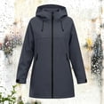 thumbnail image 6 of zejinsd Long Coat for Women Warm Windproof Autumn Winter Outerwear Stylish Stand Collar Hooded Jacket Solid Color Relaxed Fit Mid-Length Coat, 6 of 8