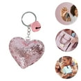 thumbnail image 3 of Unique Bargains Fashion Sequined Heart Handbag Charm Pink 1 Pc, 3 of 5